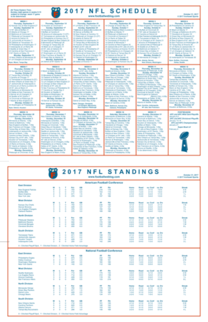 One Page NFL Schedule With Week 7 Scores - Now Includes Standings