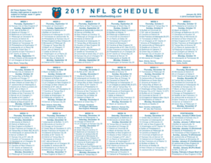 2017 One Page NFL Schedule Updated With Pro Bowl Score | Football Weblog