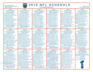 One Page 2019 NFL Schedule Updated With Week 4 Scores | Football Weblog